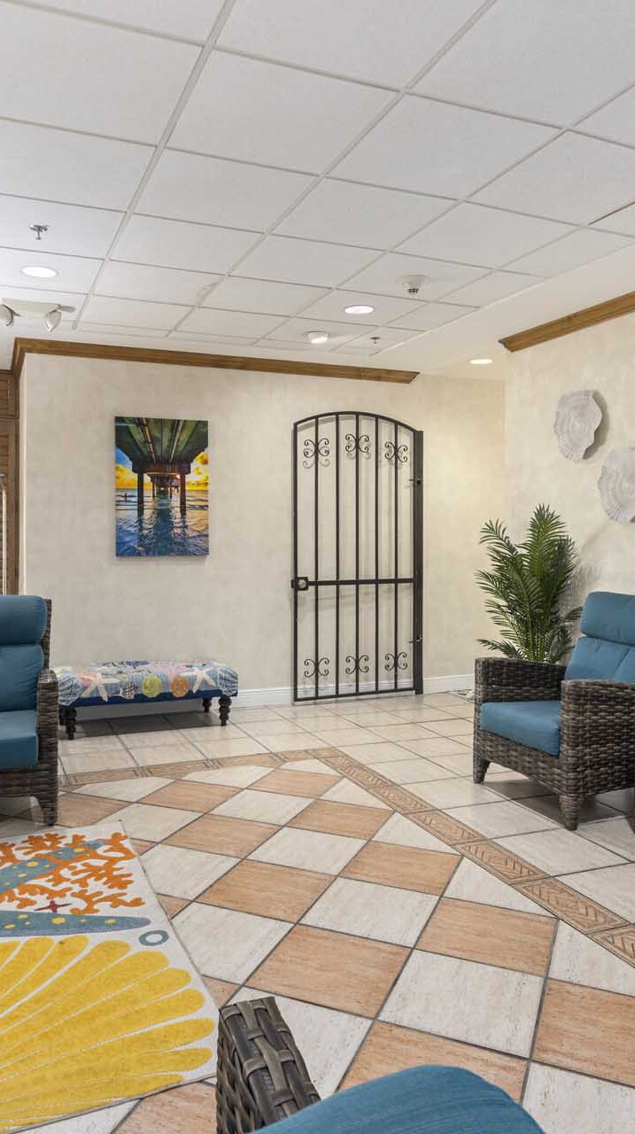 Hotel lobby seating area