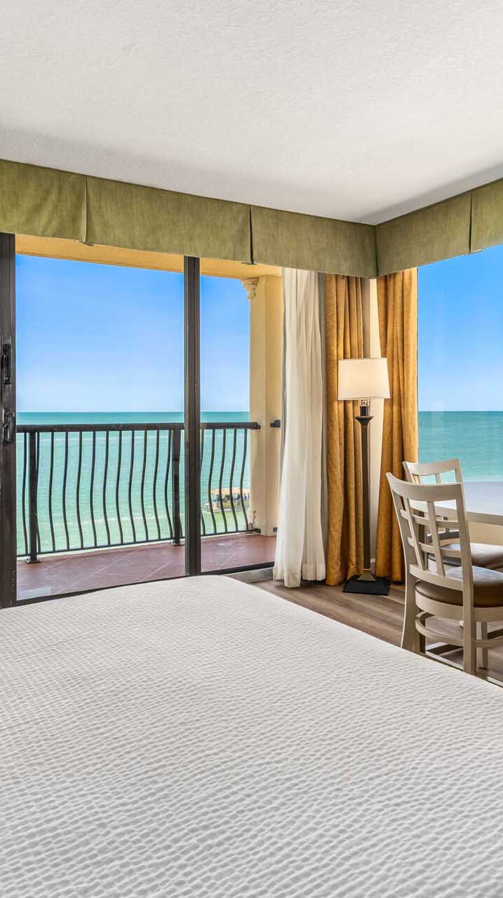 One king bed with a view of the Gulf