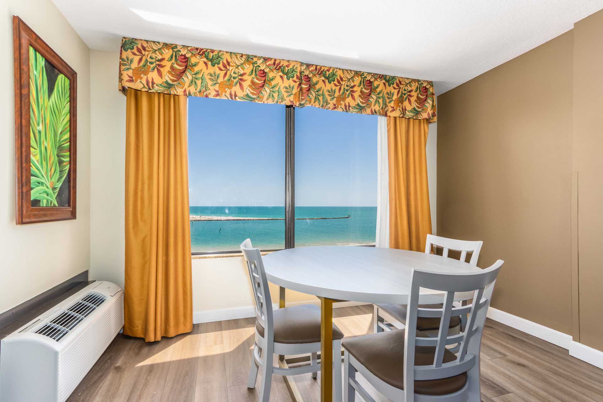 Dining table beside a window